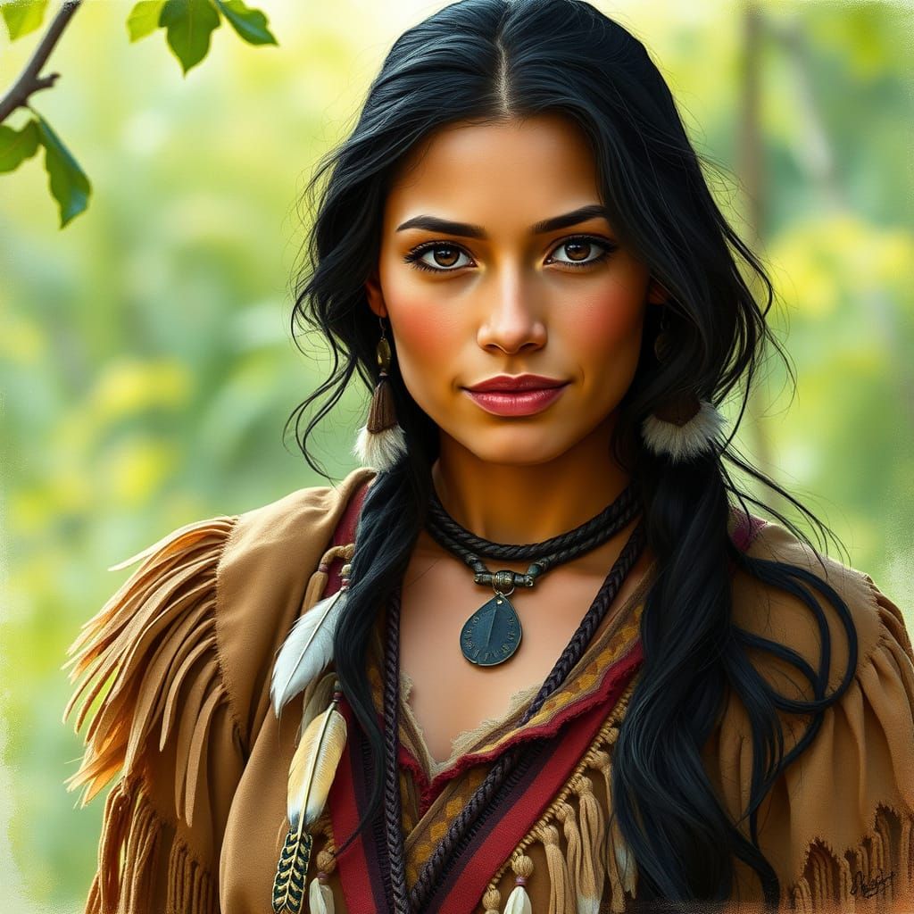 Pocahontas Embracing with Warm, Gentle Eyes