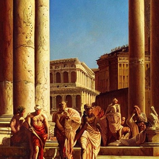 Ancient Rome in Oil Painting Style