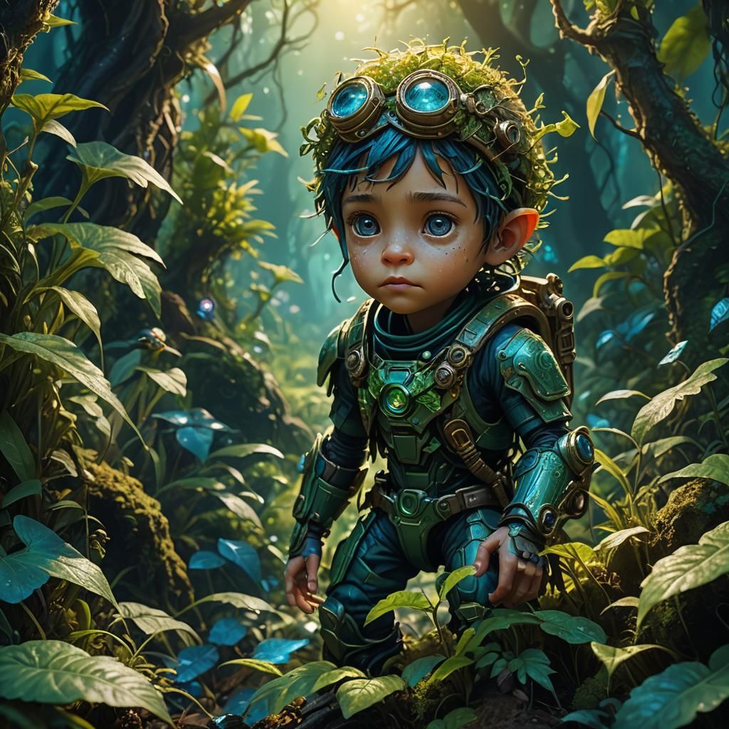 Three-Eyed Adventurer in Fantasy World: 8K Concept Art