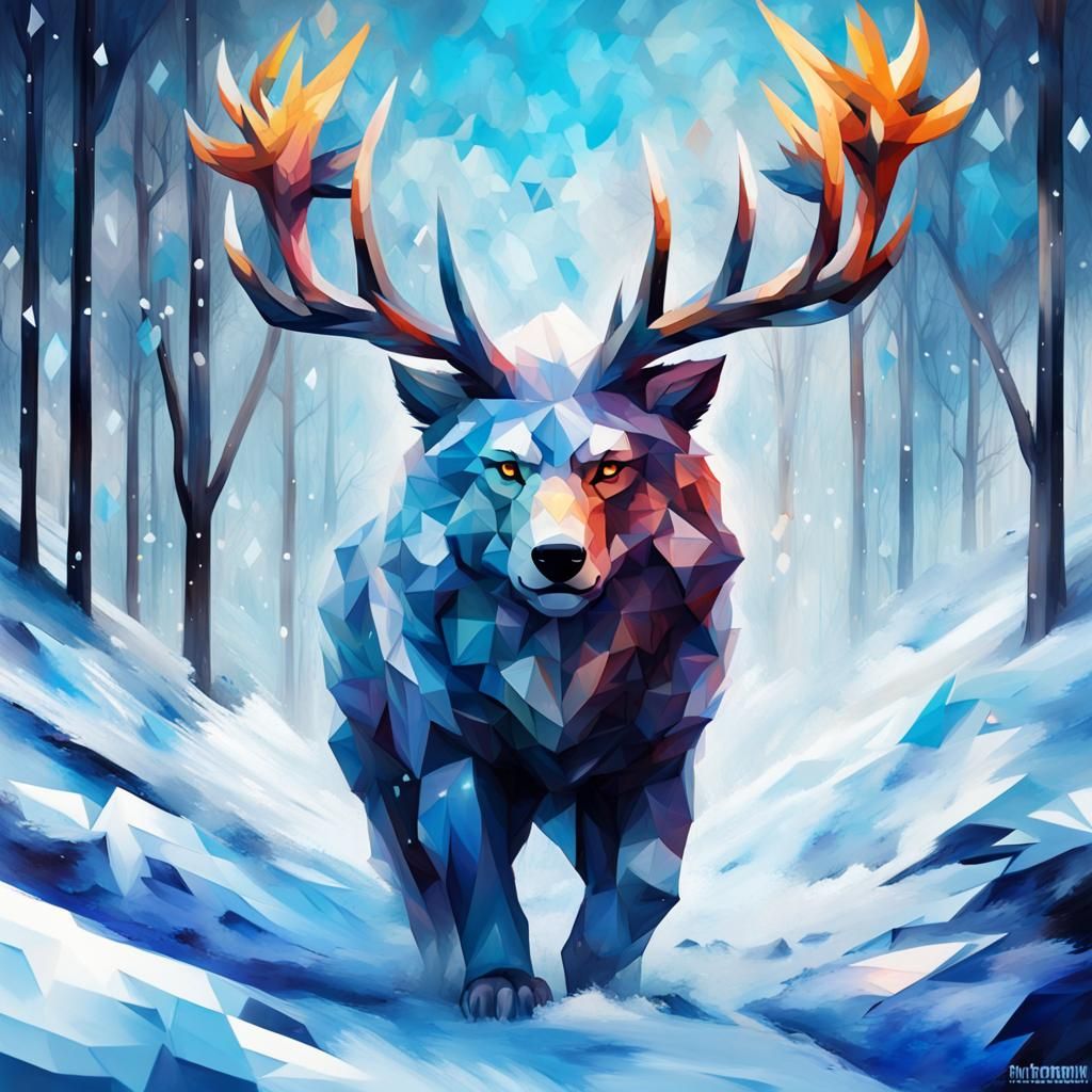 Winter Pokemon in Geometric Abstract Art