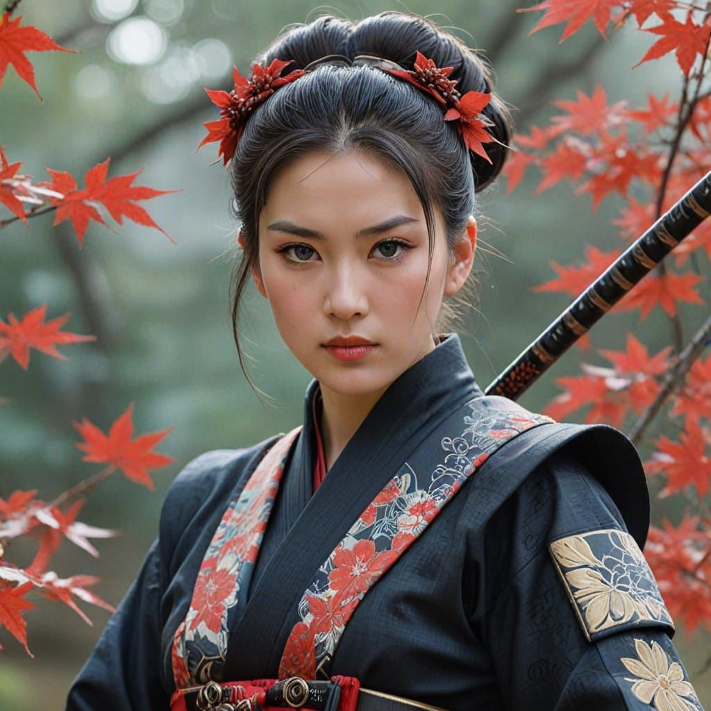 Neo-Traditional Japanese Female Warrior Portrait