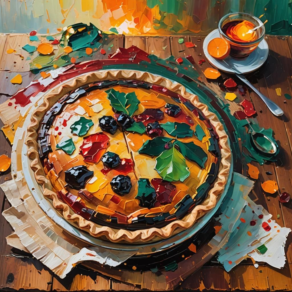 Expressionist Pie with Impasto Oil Painting