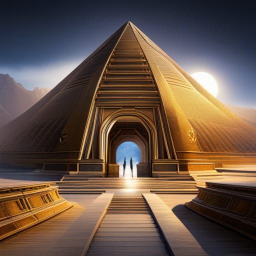 Golden Stargate at the Pyramids: Fantasy Concept Art
