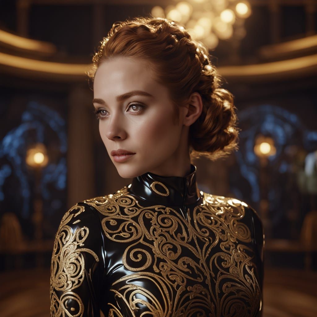 Luxurious Latex Goddess in Cinematic Lighting