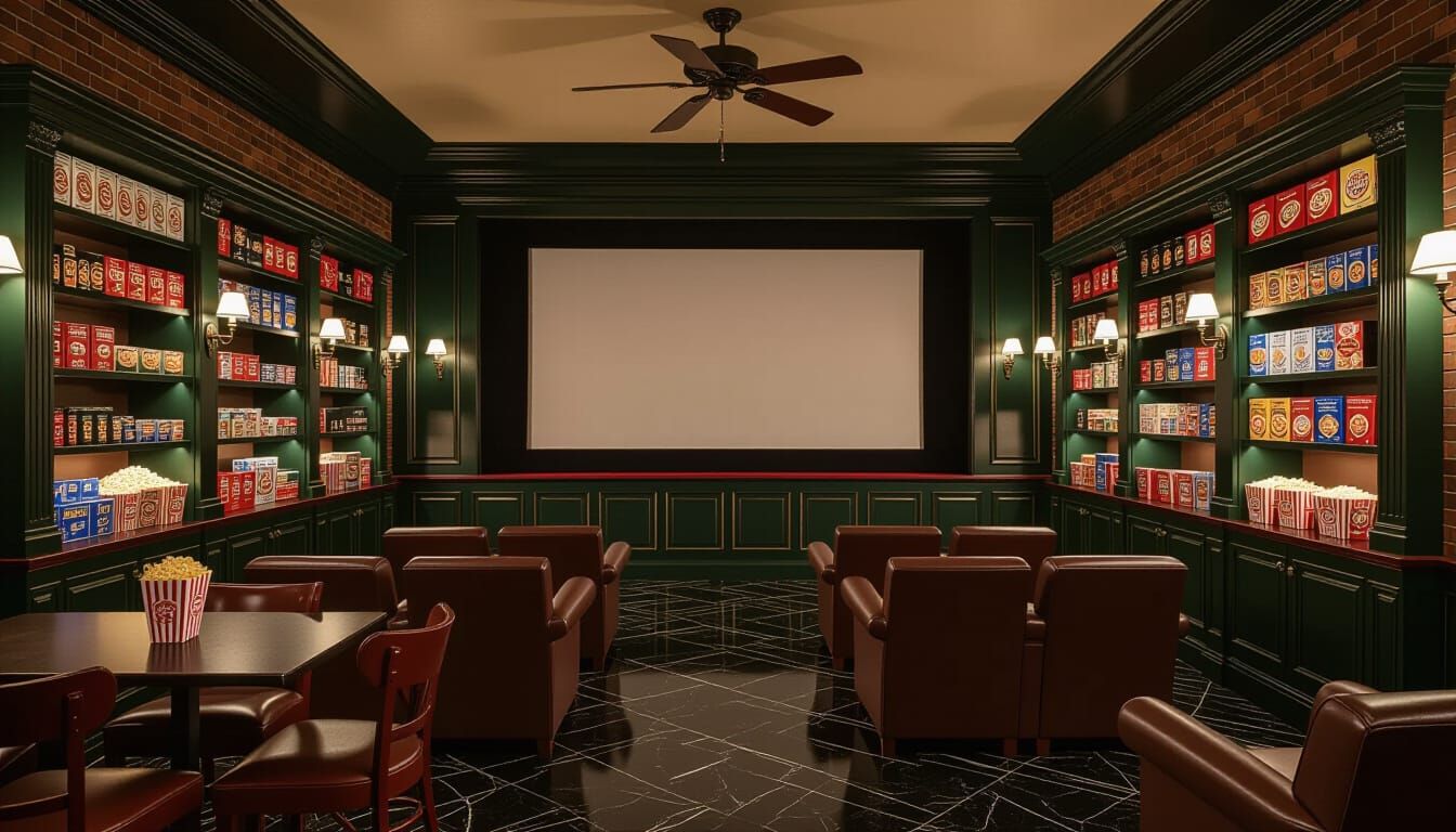 Victorian Cinema Room with Vintage Charm