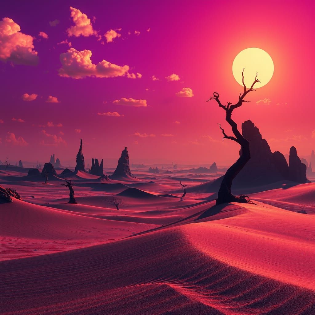 Ethereal Black Sand Desert on a Distant Alien World