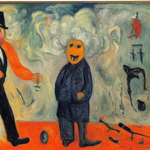 Surreal Dinner Scene in Expressionist Style