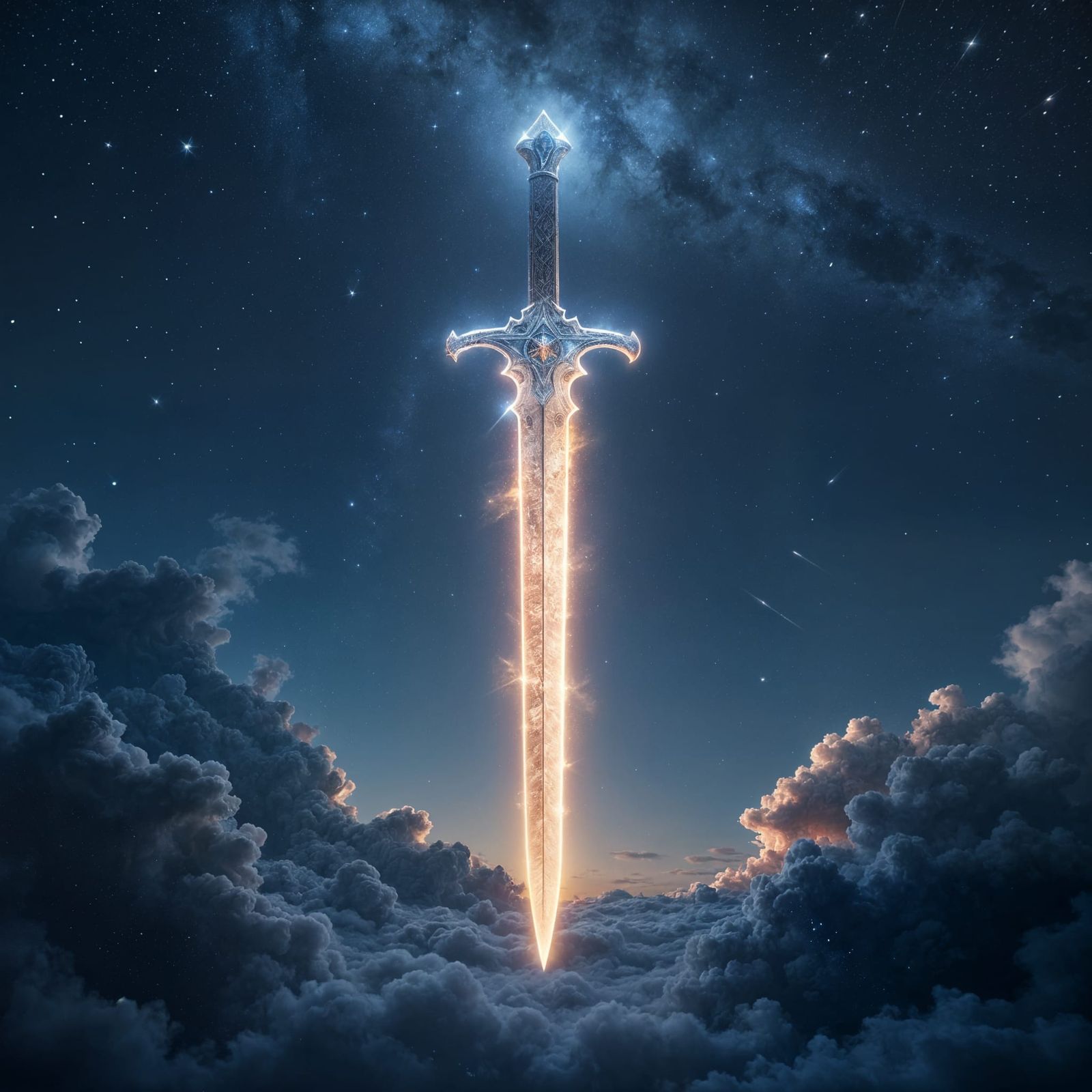 Celestial Sword Forged From Starlight and Nebulas
