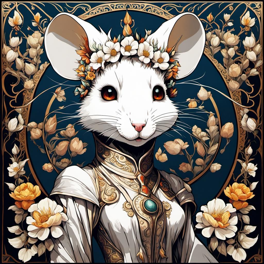 Flower Punk Rat Fursona Portrait