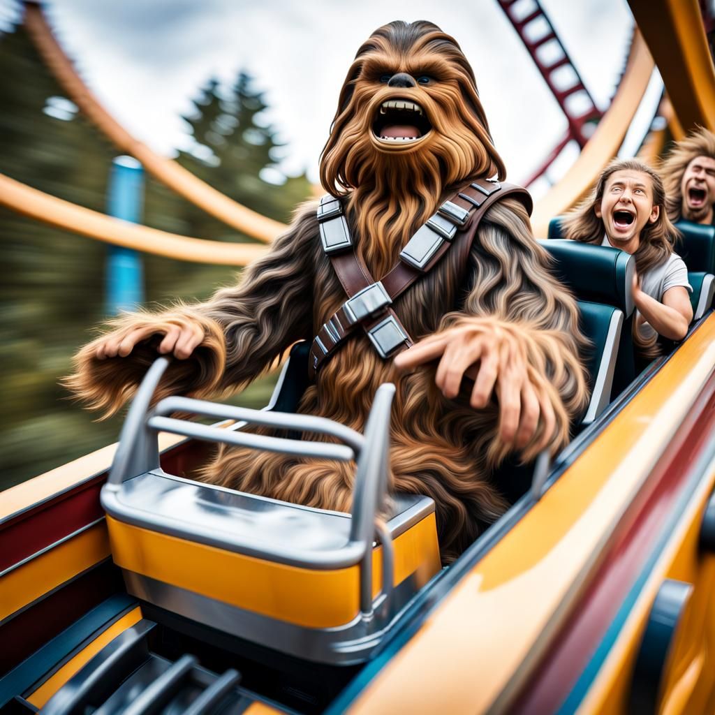 Joyful Wookie on a Rollercoaster Ride