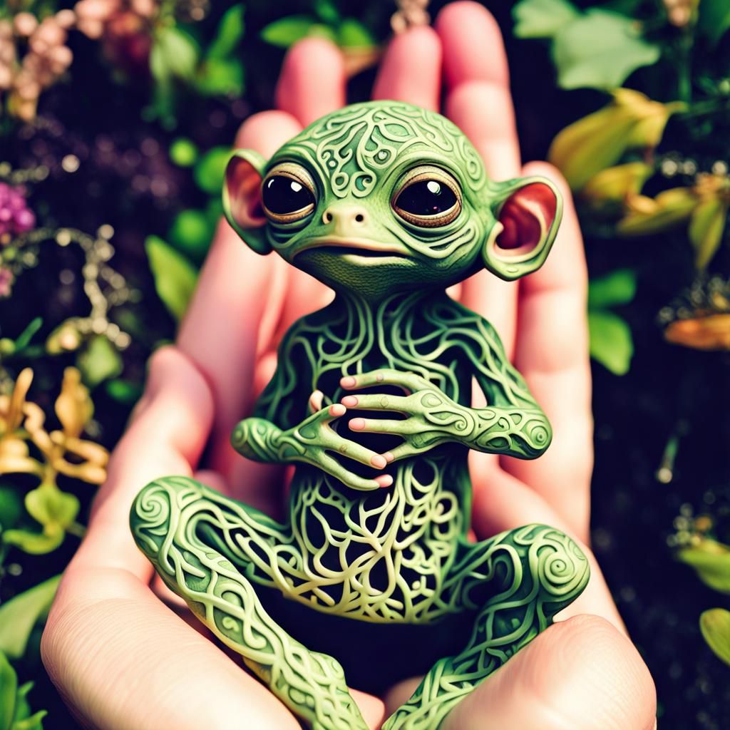 Golem and Frog Nymph: A Sci-Fi Macro Photograph