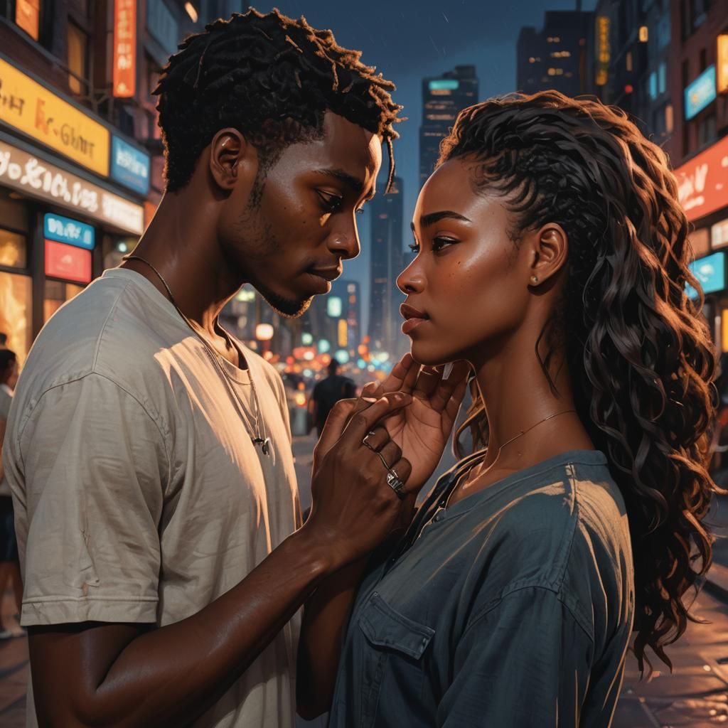 Romantic Portrait of a Couple in Cityscape