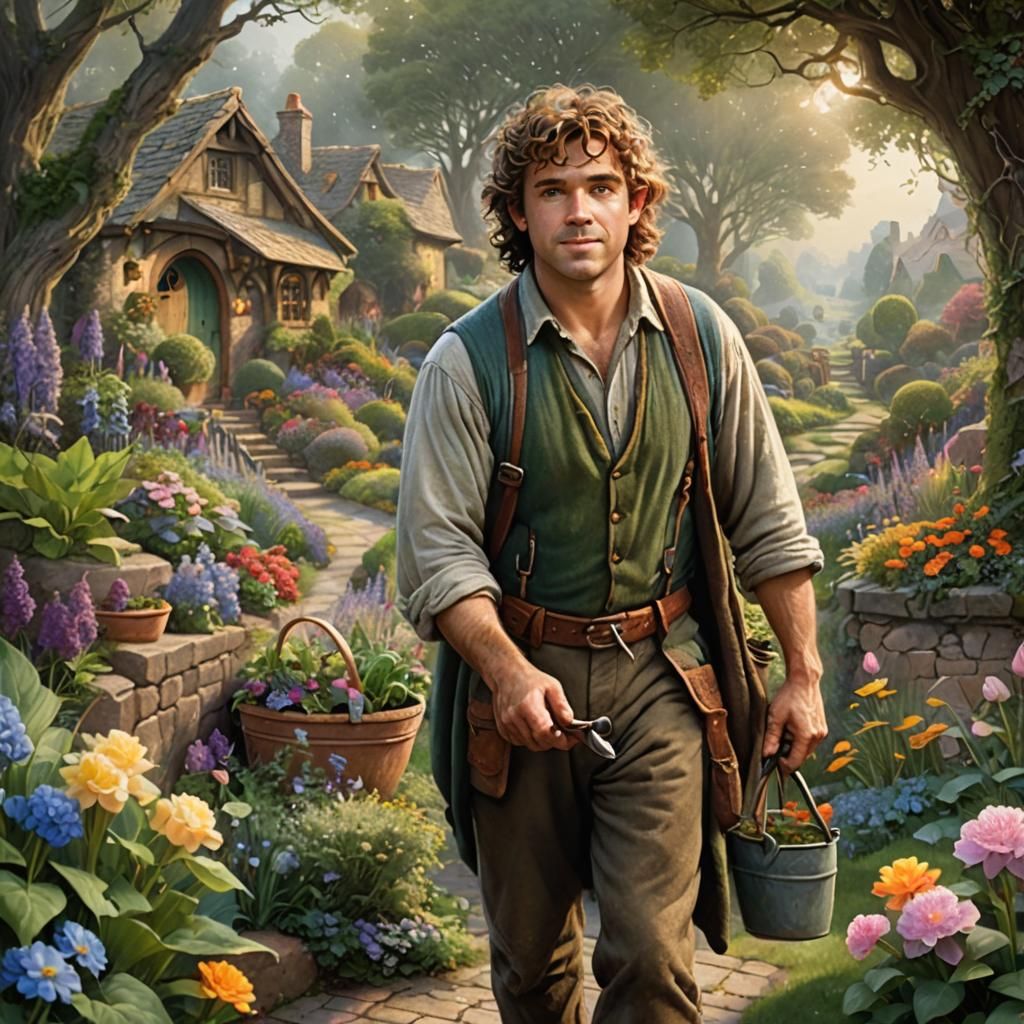 Hobbit Gardener in Ethereal Fantasy Style