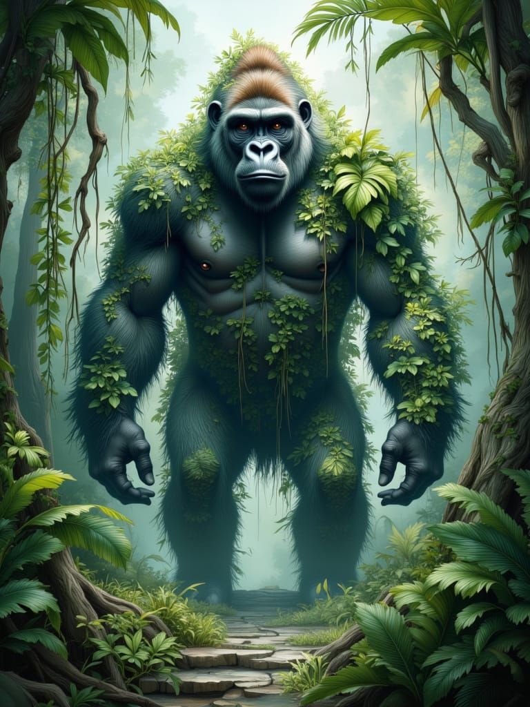 Surreal Gorilla King of Mystical Forest