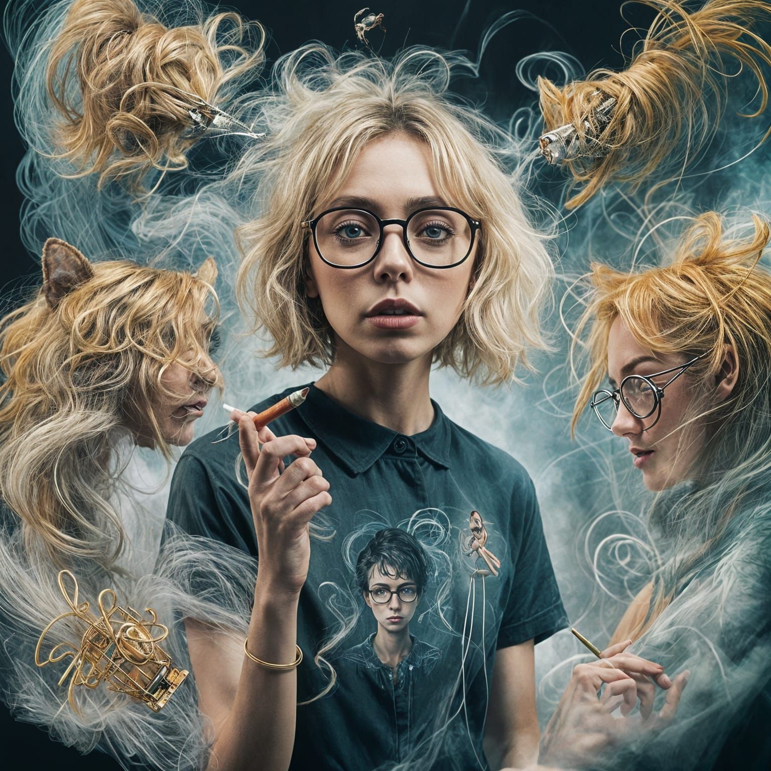 Tim Burton Style Fashion Poster with Cigarette