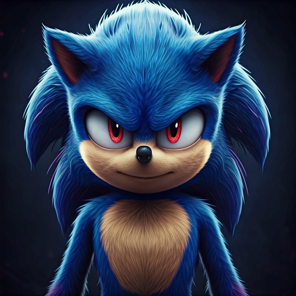 Blue Hedgehog Character in Detailed Matte Painting Style