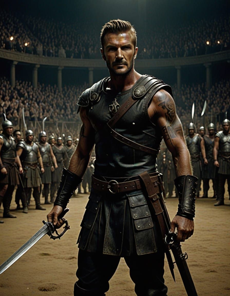 Gladiator Showdown in Ancient Arena, Shot in Cinematic Style