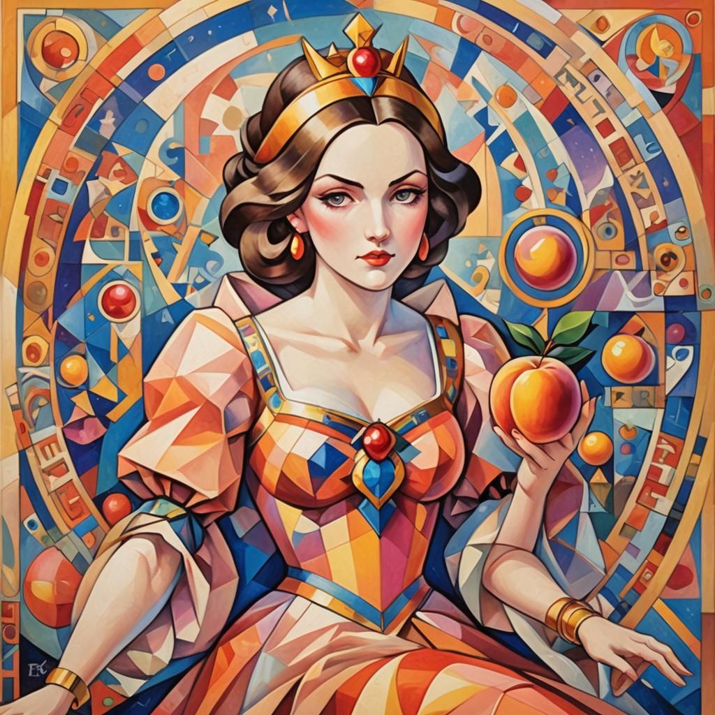 Princess Peach Tarot in Abstract Cubist Style