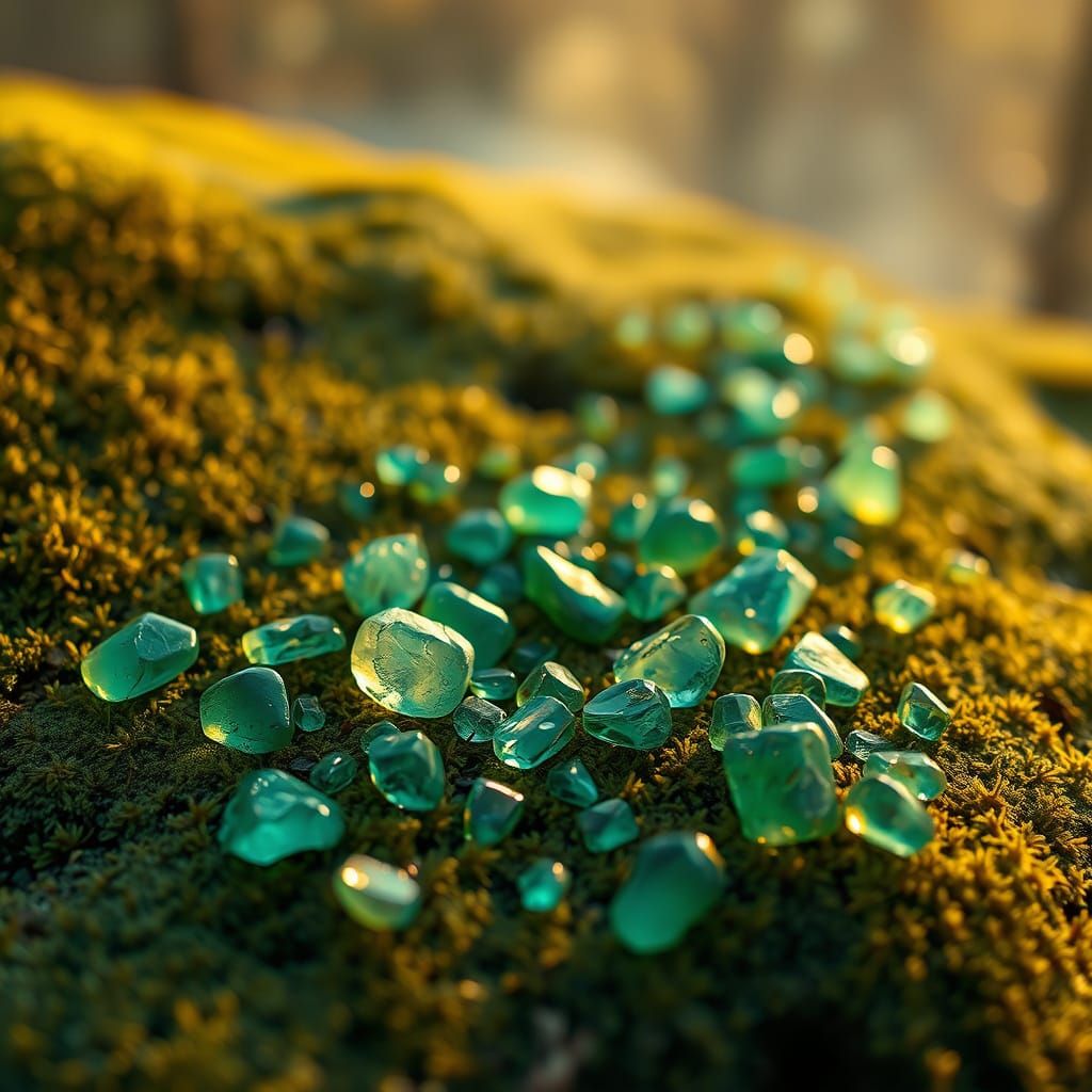 Ethereal Green Stones in a Dreamy Landscape