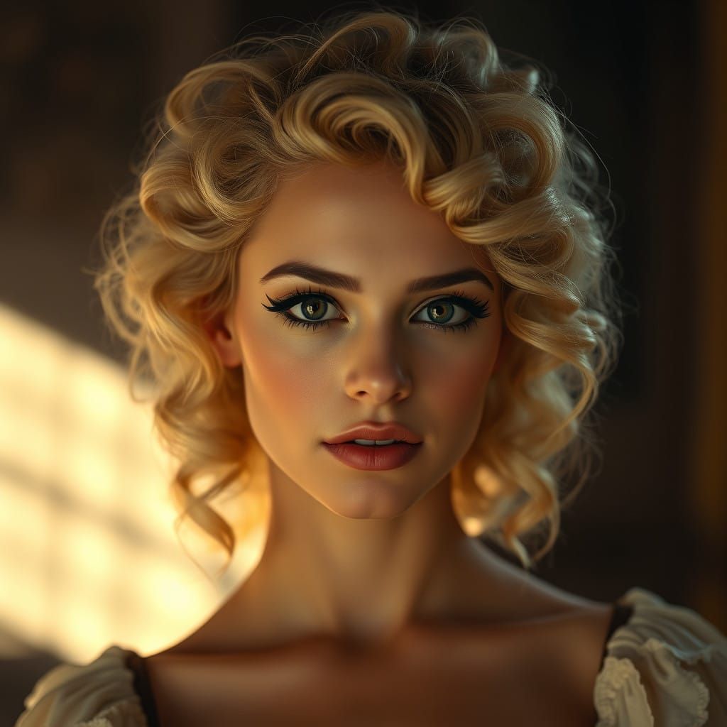 Petite Blonde Woman in Cinematic Portrait