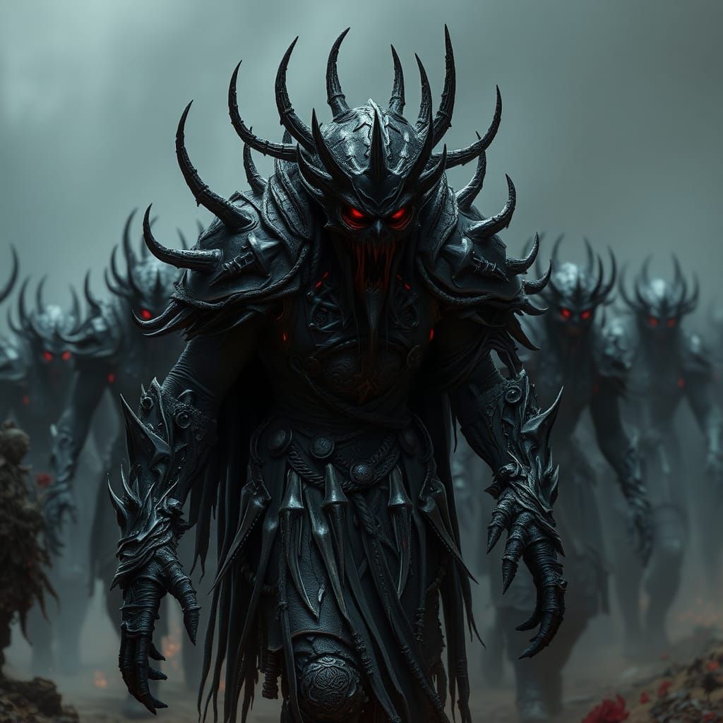 Terrifying Loab Character Leading an Evil Army