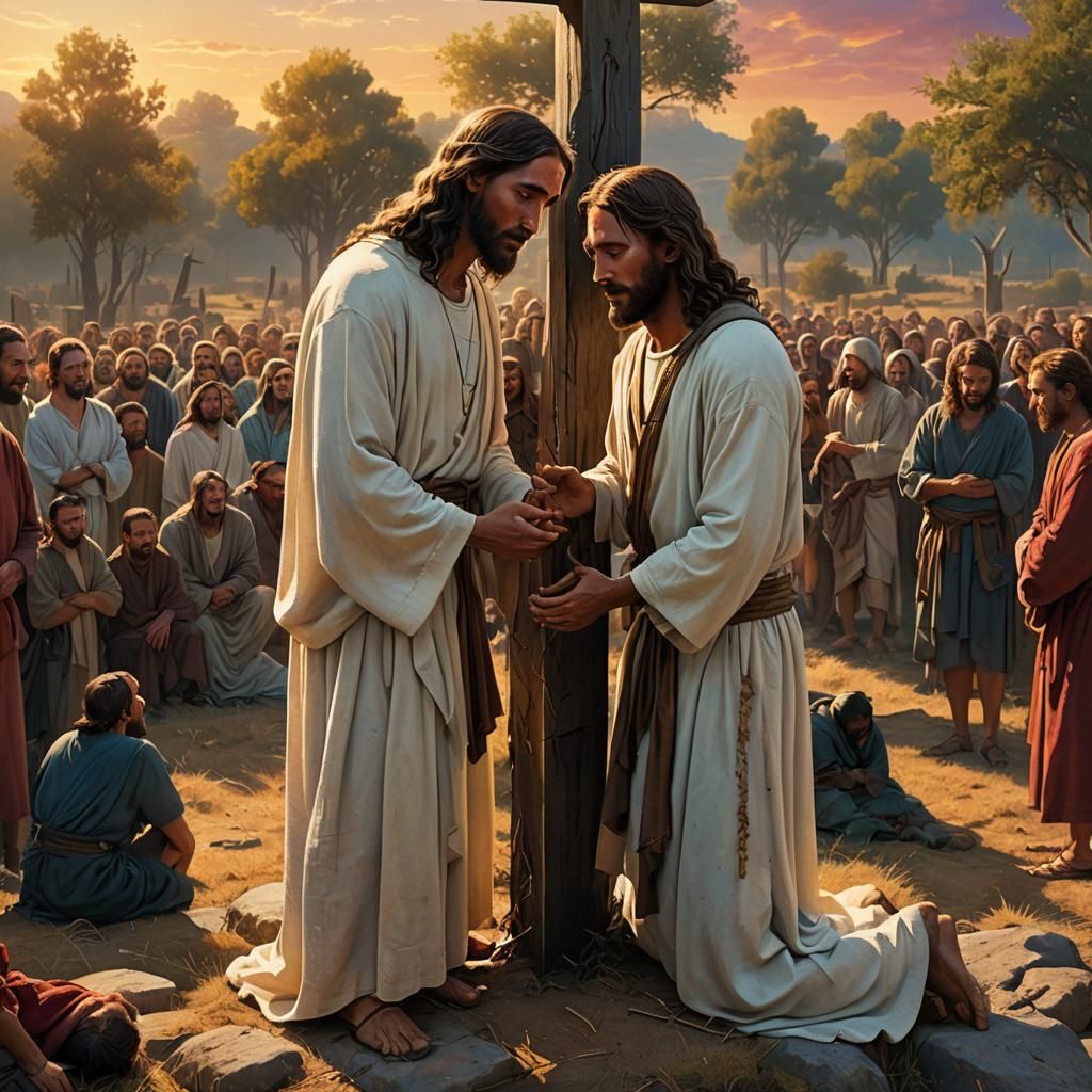 Jesus on the Cross in Dramatic Scene