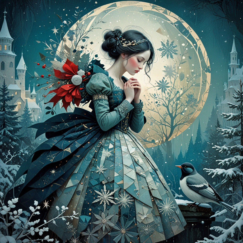 Enigmatic Christmas Woman in Fairy Tale Chic, Inspired by Wh...