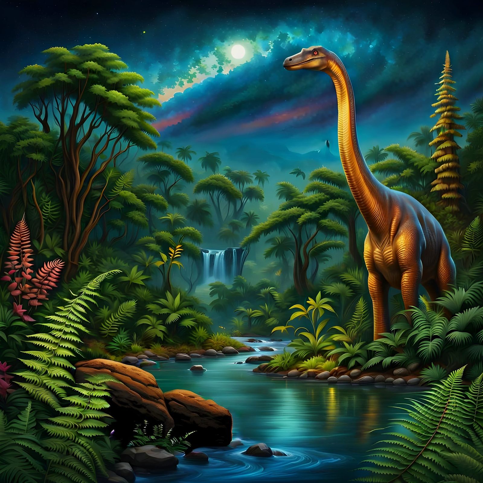 Hyper-Realistic Prehistoric Landscape in Earthy Tones