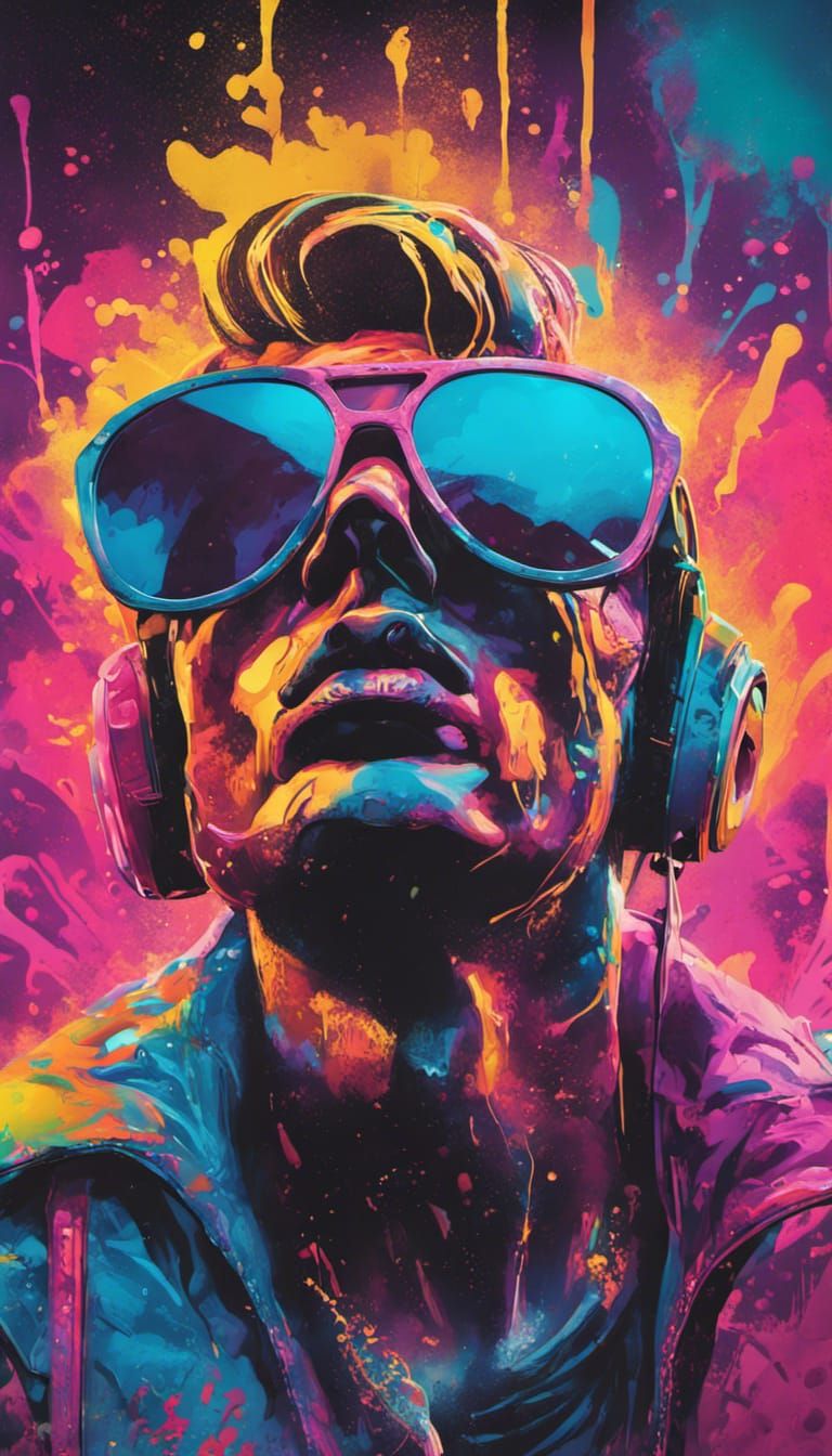 Retrowave Greek Sculpture in Graffiti Art Style