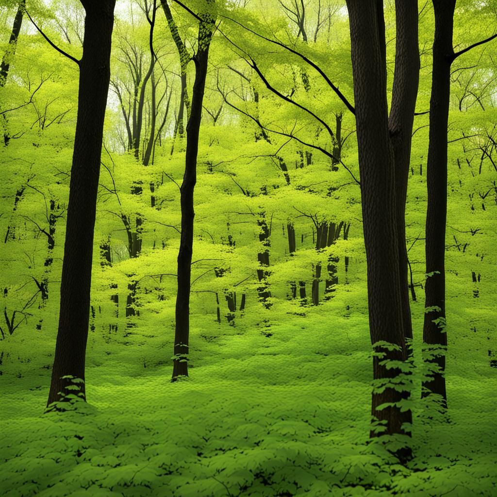 Springtime Maple Forest: A Natural Woodland Scene