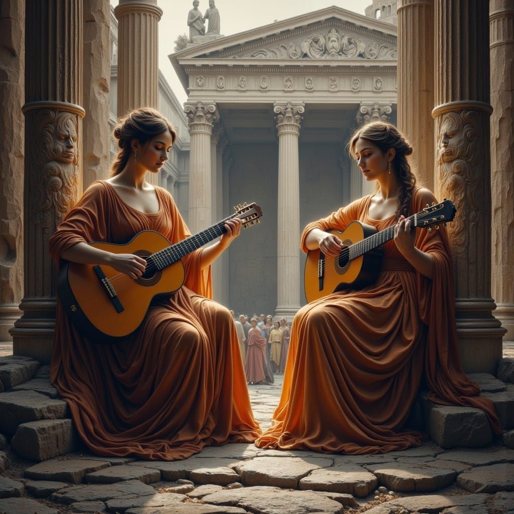 Roman Muses Play Music in Ancient Forum