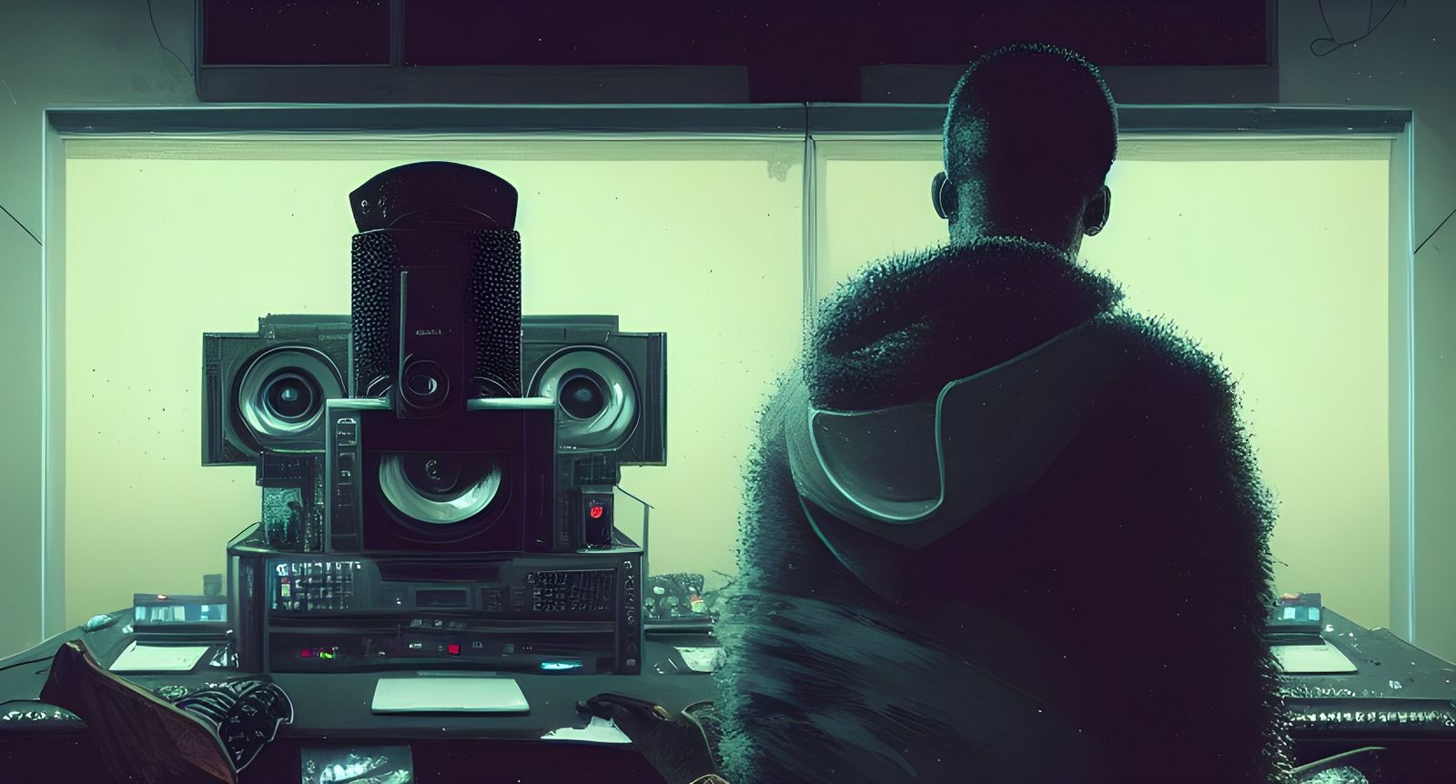 Rapper in Studio: Detailed Album Cover Art