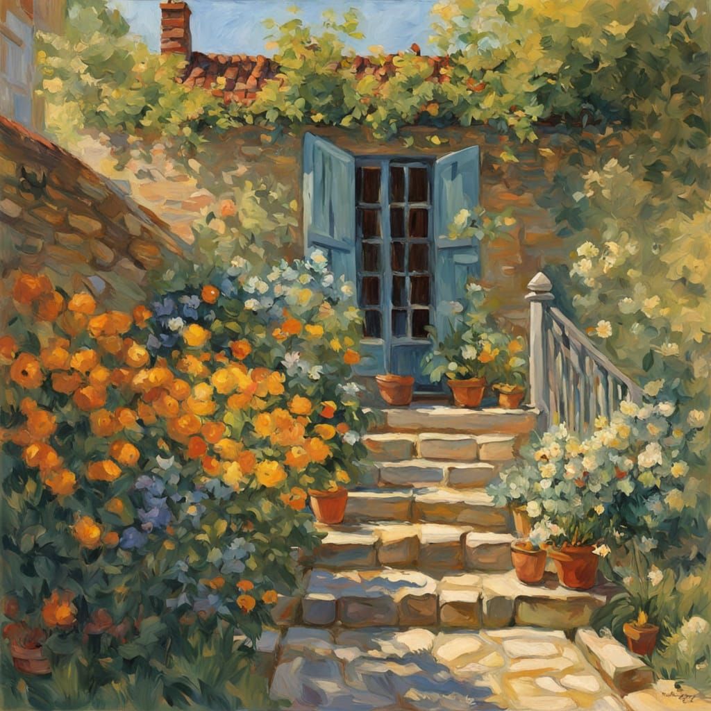 Epic Summer Garden Masterpiece in Gouache Style