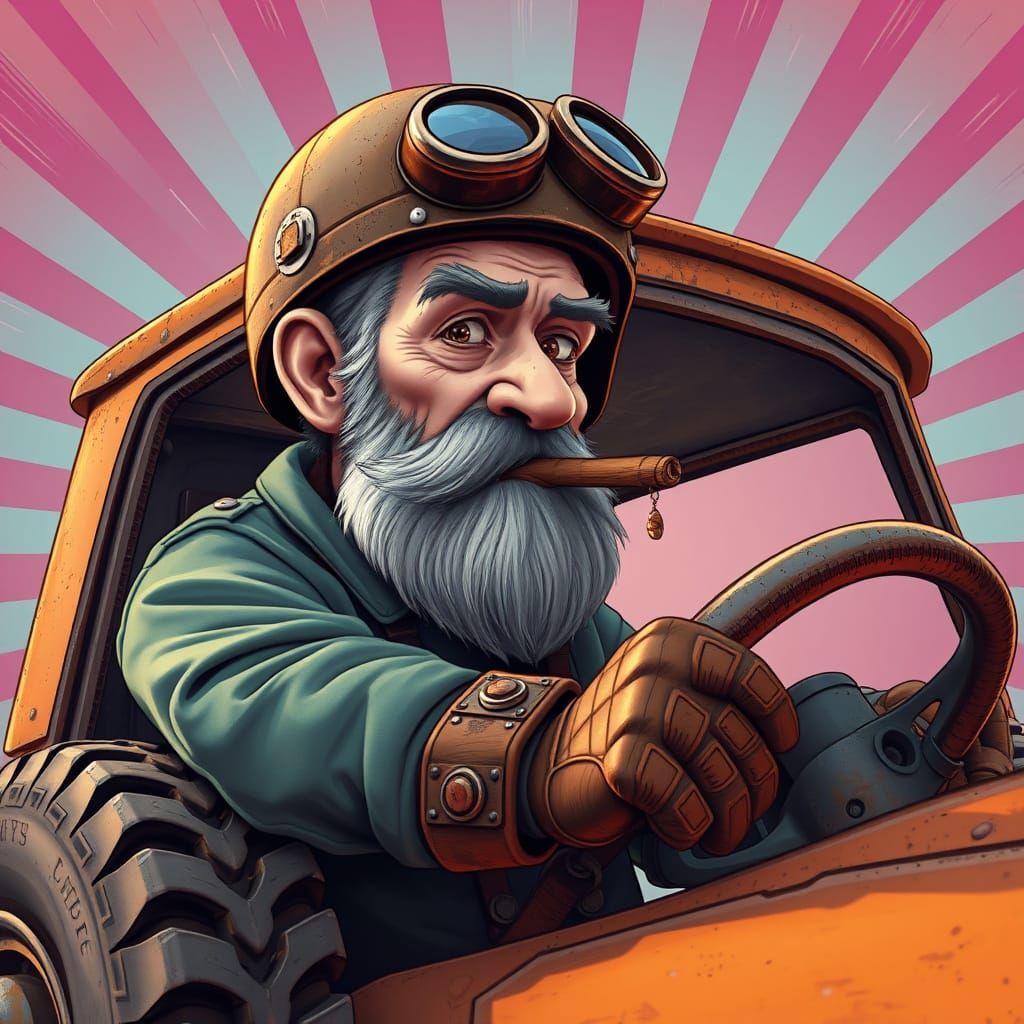 Post-Apocalyptic Survivor in a Worn-Out Van