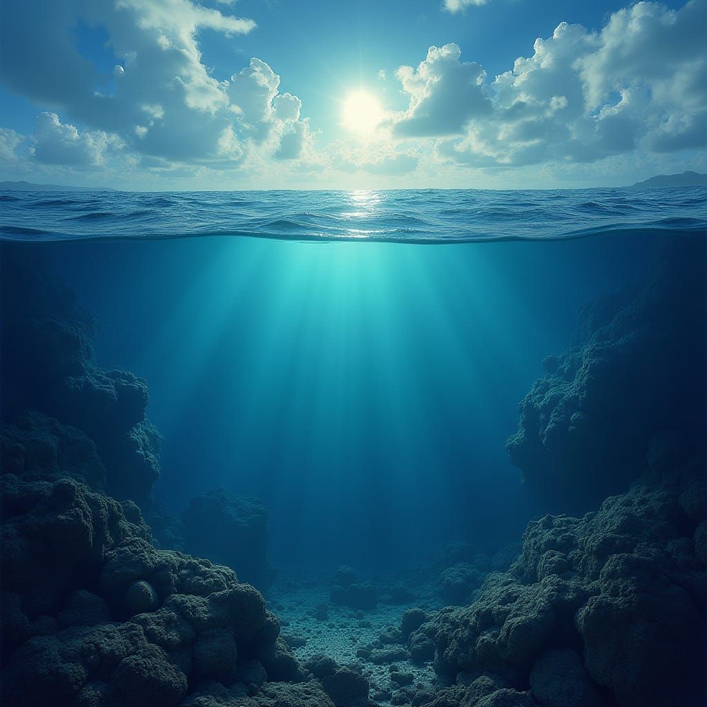 Deep Ocean Landscape Revealed in Dark Blues and Greens