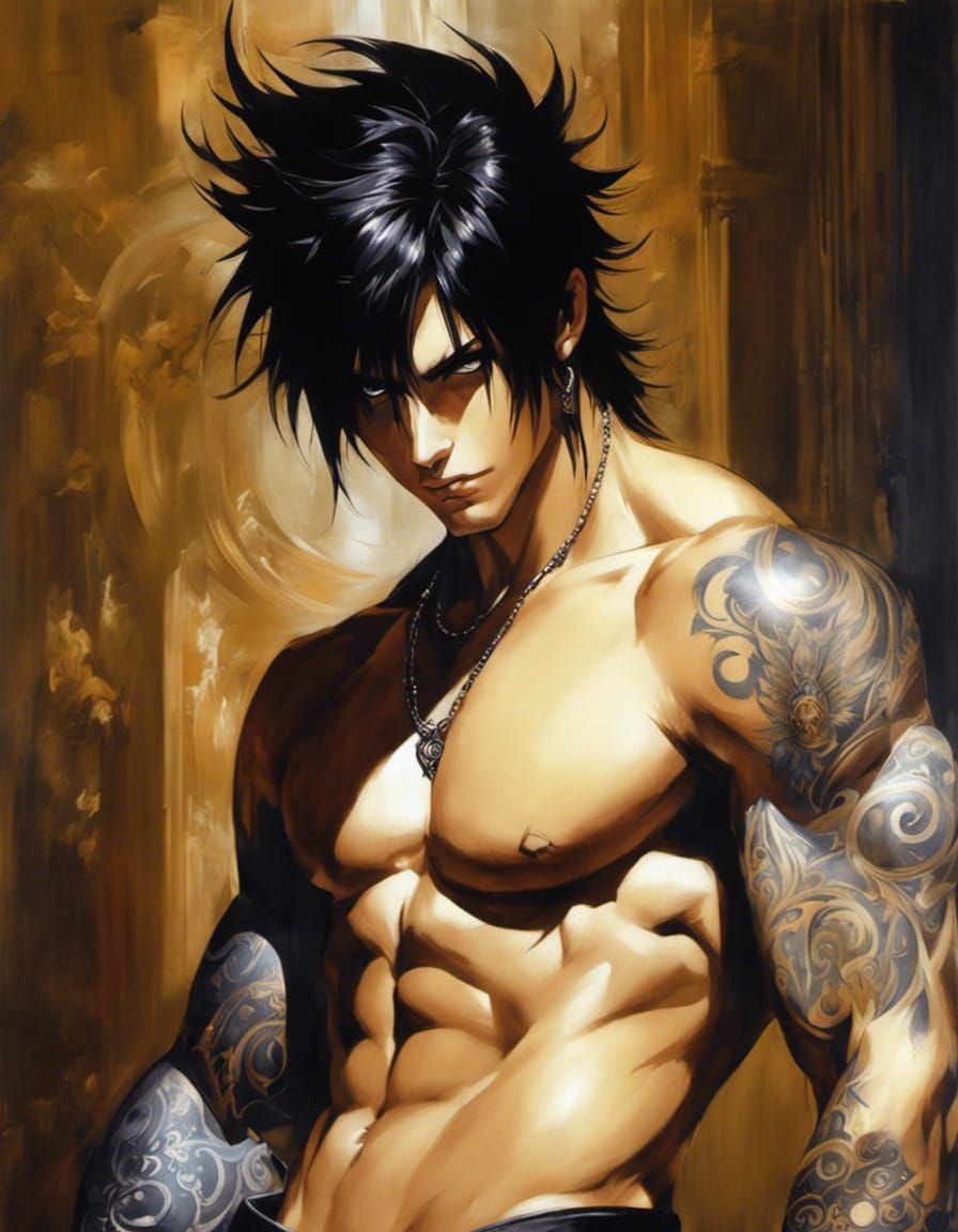 Gothic Prince: Emo Anime Art with Intense Eyes