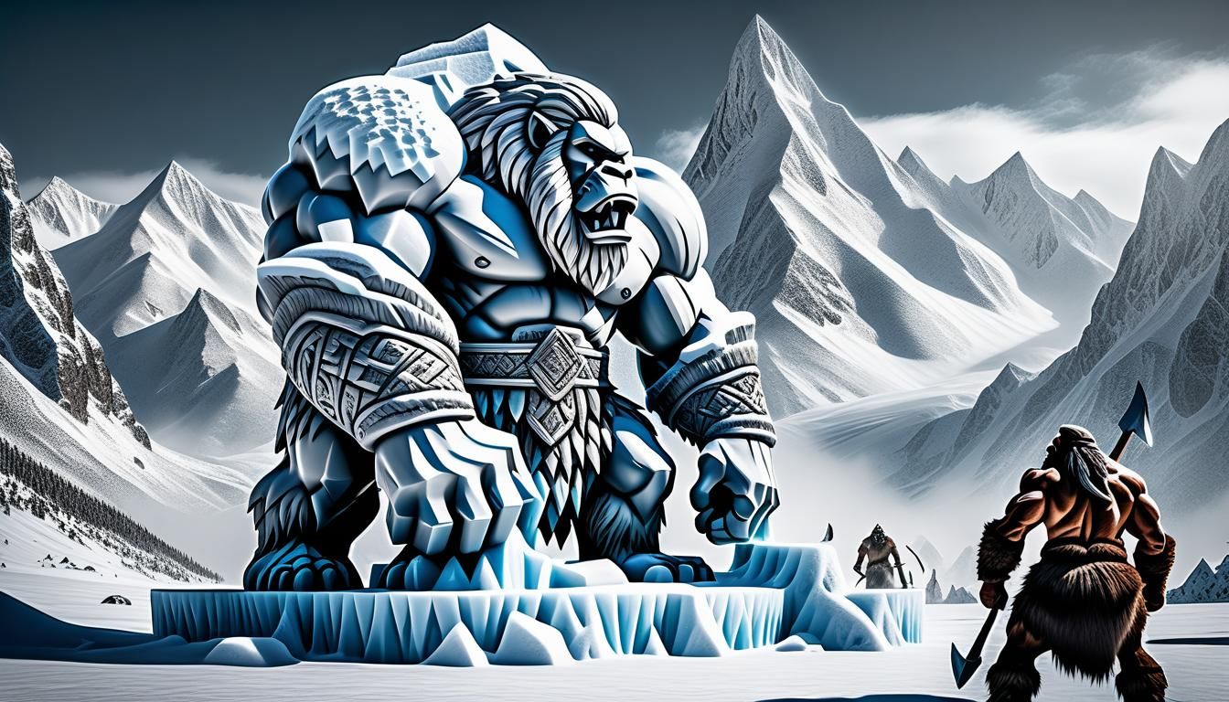 Hyperrealistic Ice Sculpture: Barbarian vs Yetis