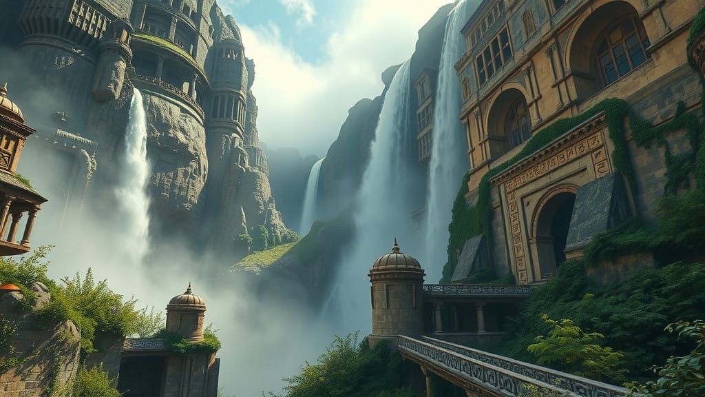 Epic Fantasy Cityscape in Majestic Stone Architecture