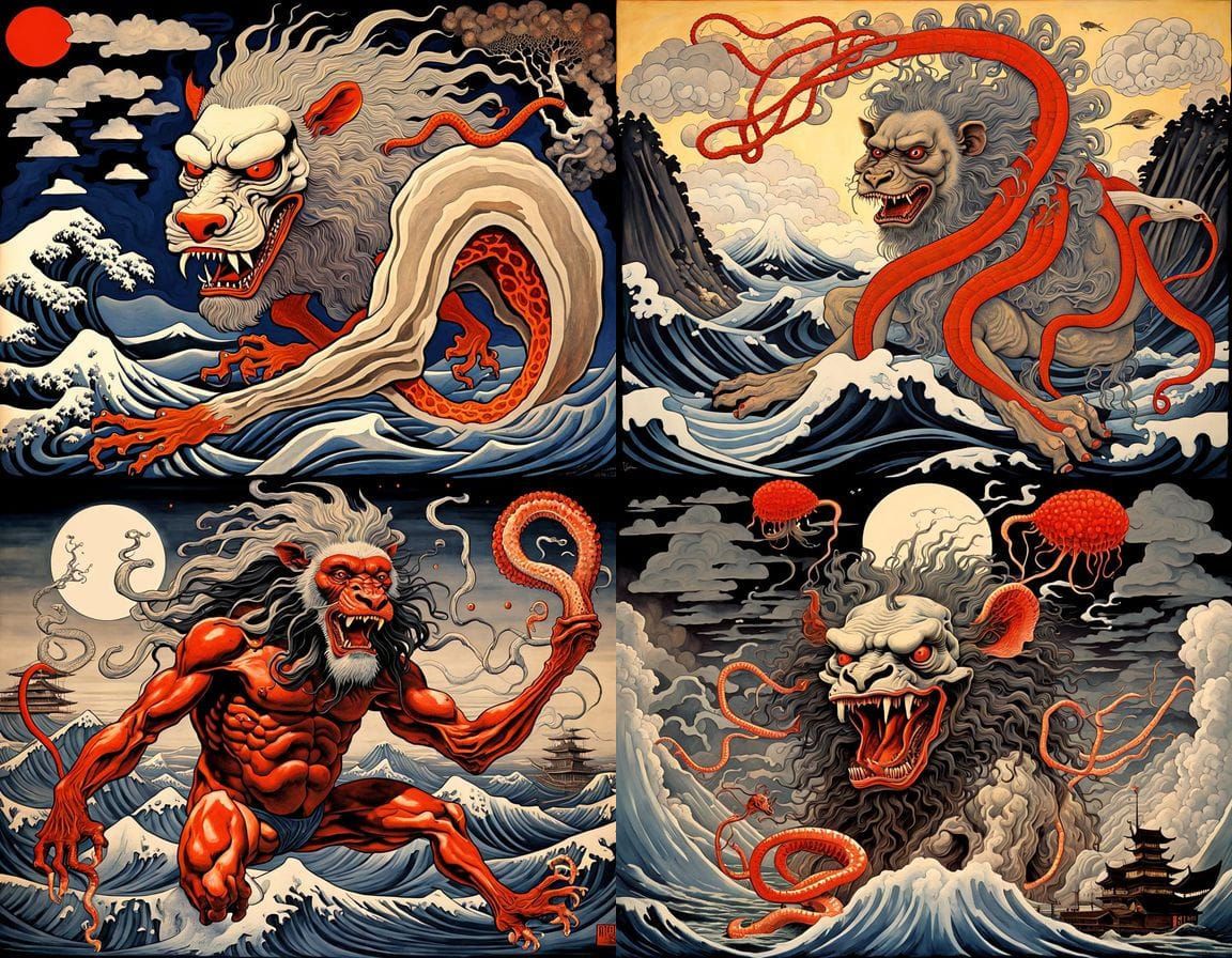 Horrific Mutant Zygote in Ukiyo-e Style