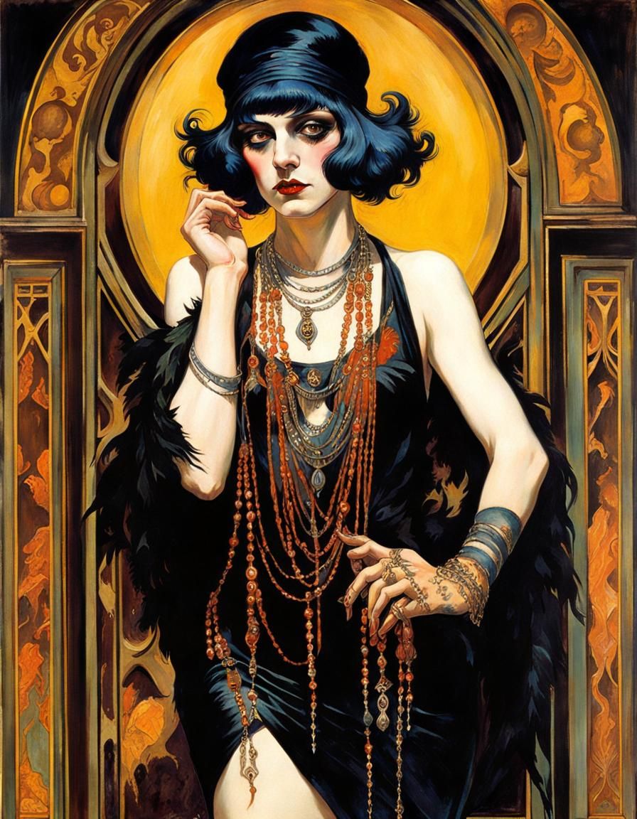 Goth Flapper Portrait in Chiaroscuro Style
