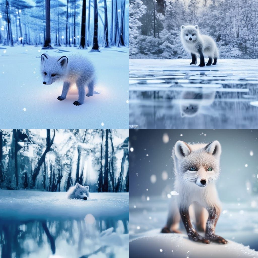 Adorable Arctic Fox Cub in Winter Wonderland