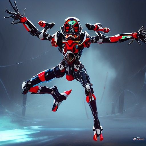 Detailed Spider Ninja Anime Mecha in Manga Style