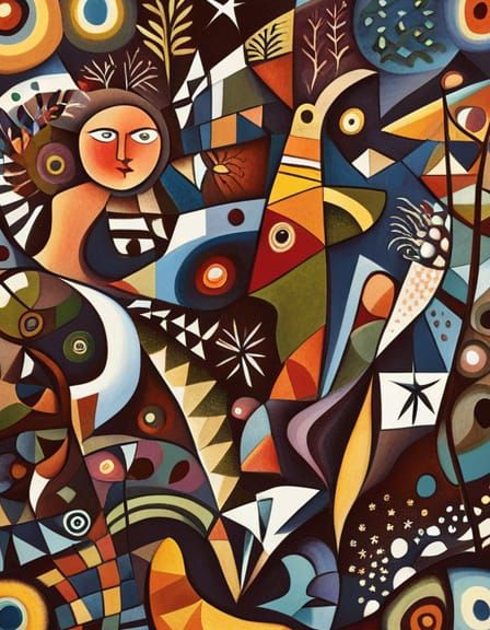 Abstract Animals and Dancing Trees Painting