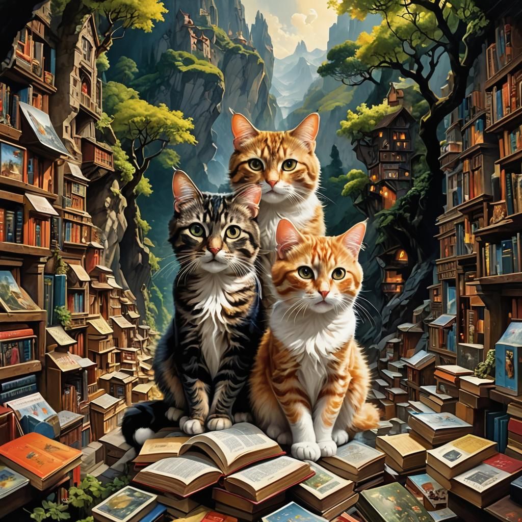 Fantastical City of Zoomorphic Cats in Opulent Style