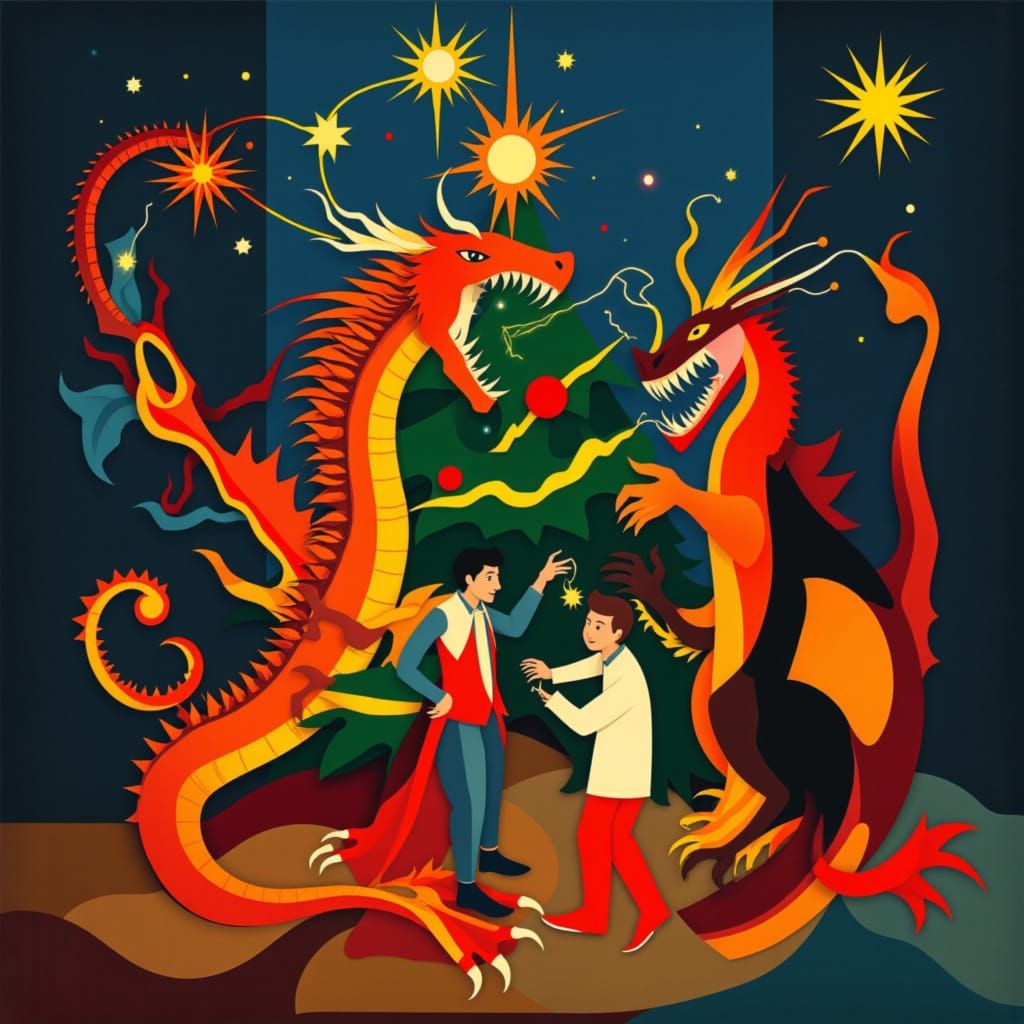 Family Decorates Christmas Tree with Festive Lights