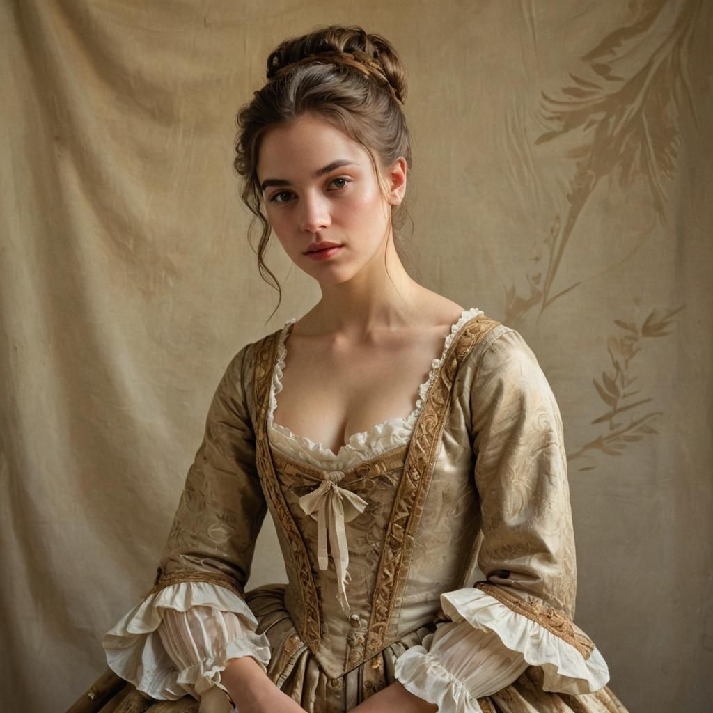 Beautiful girl clothed, flirty posing woman, La maja desnuda...