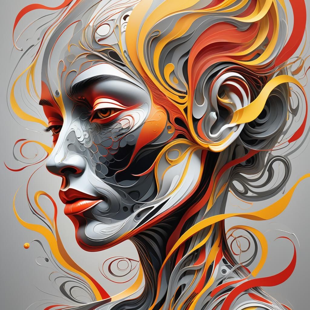 Dynamic Abstract Portrait with Flowing Lines