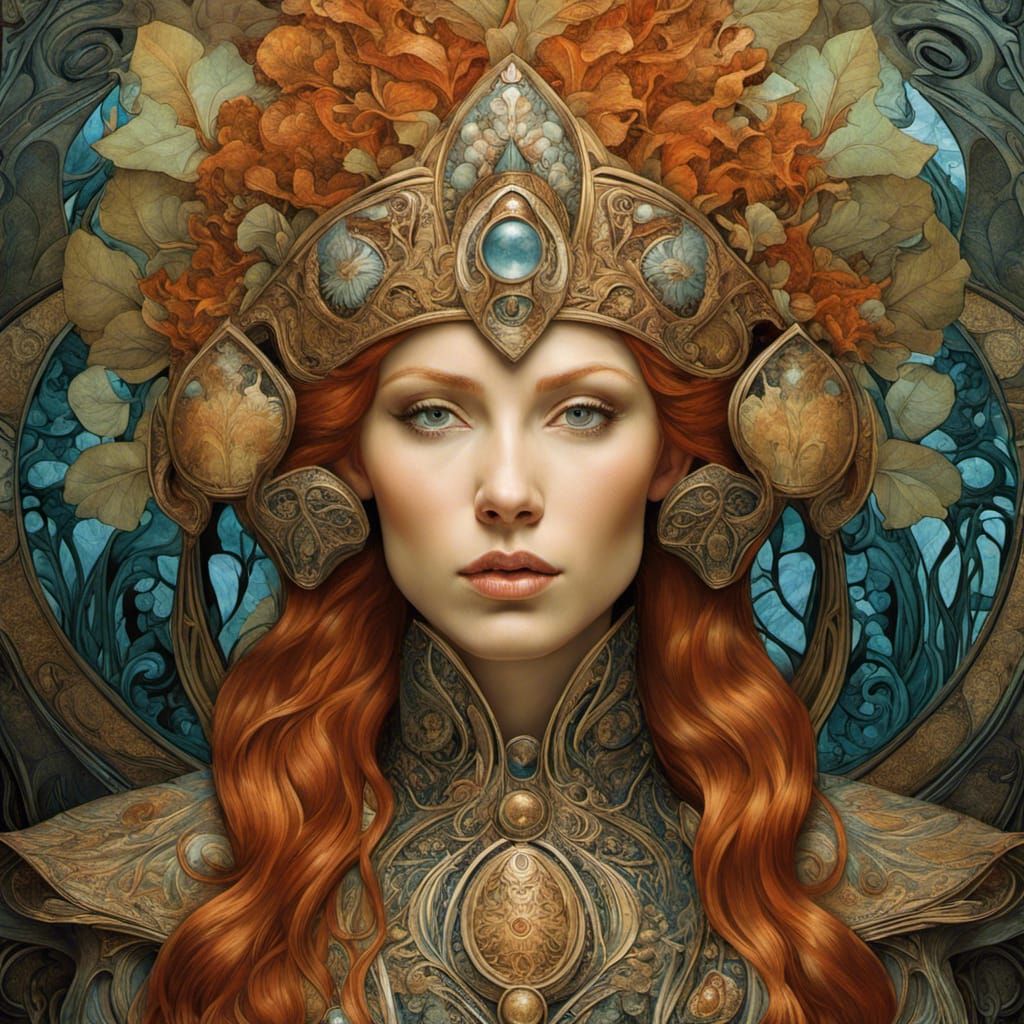 portrait of redhead elven druid