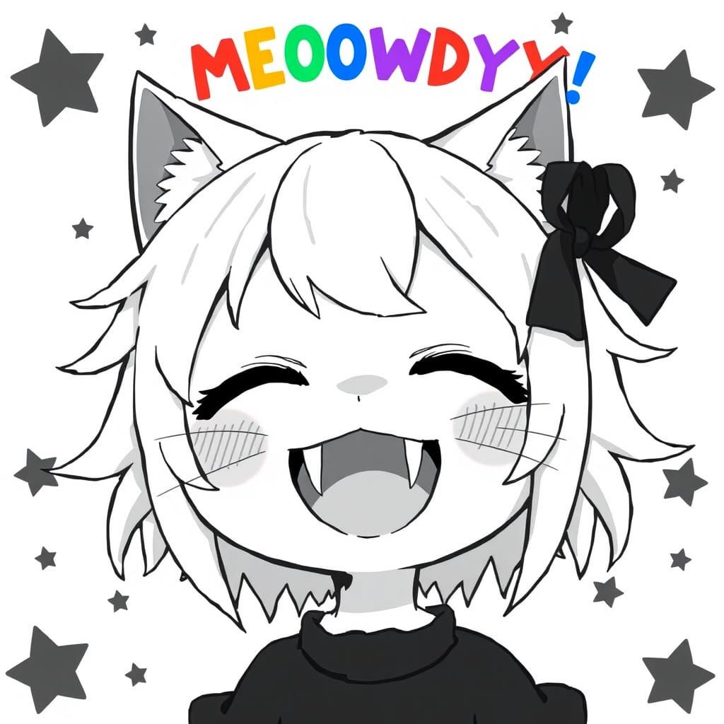 Joyful Chibi Catgirl in a Rainbow Mood