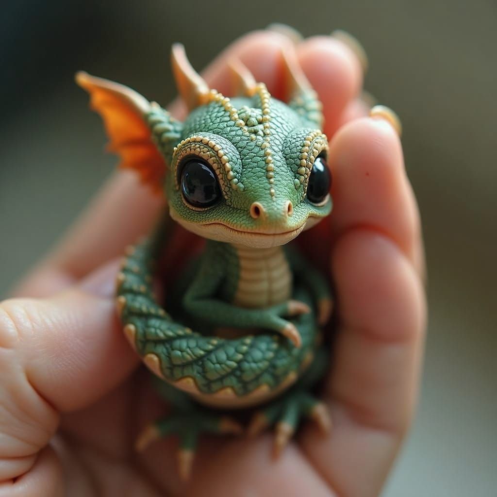 Dragon Embraced by Gentle Hands in Iridescent Splendor